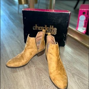 Camel suede booties